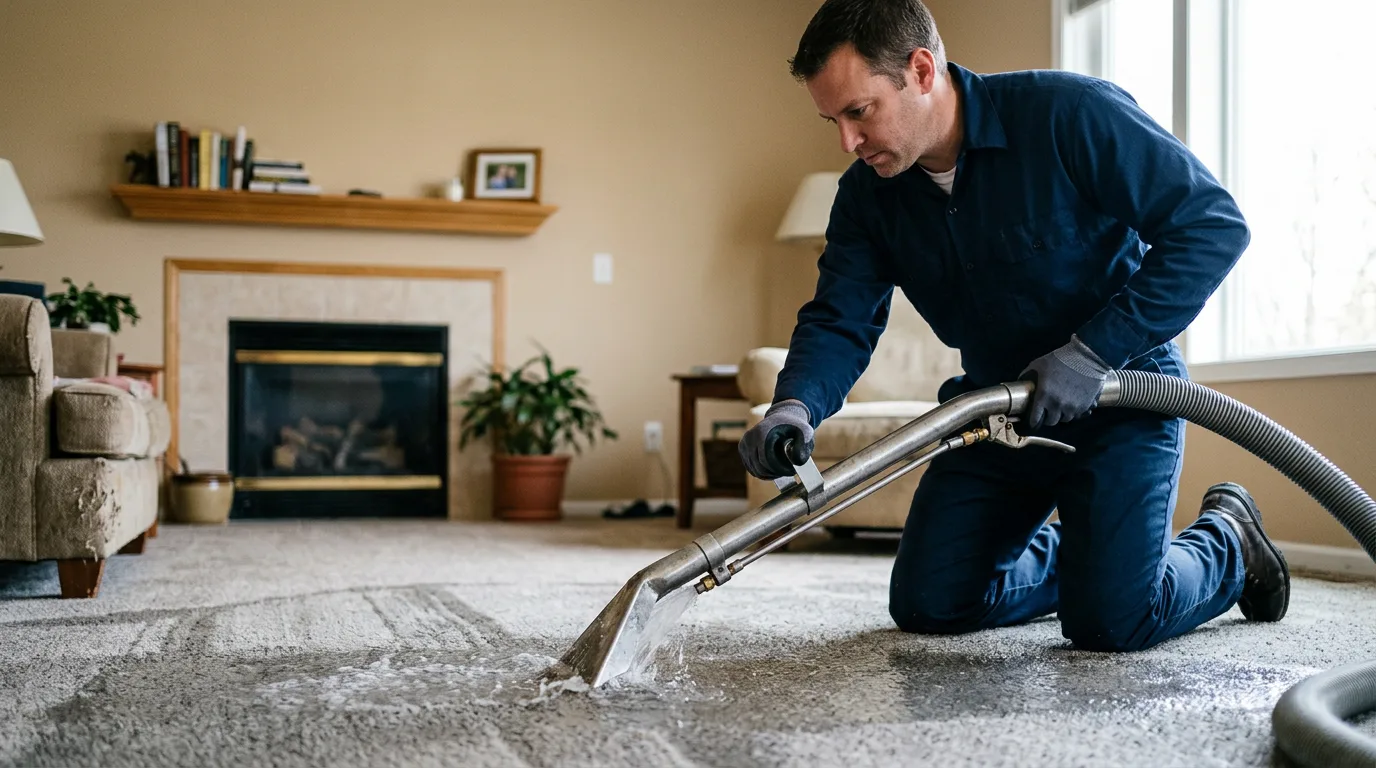 Water damage restoration technician working near Wooster, OH